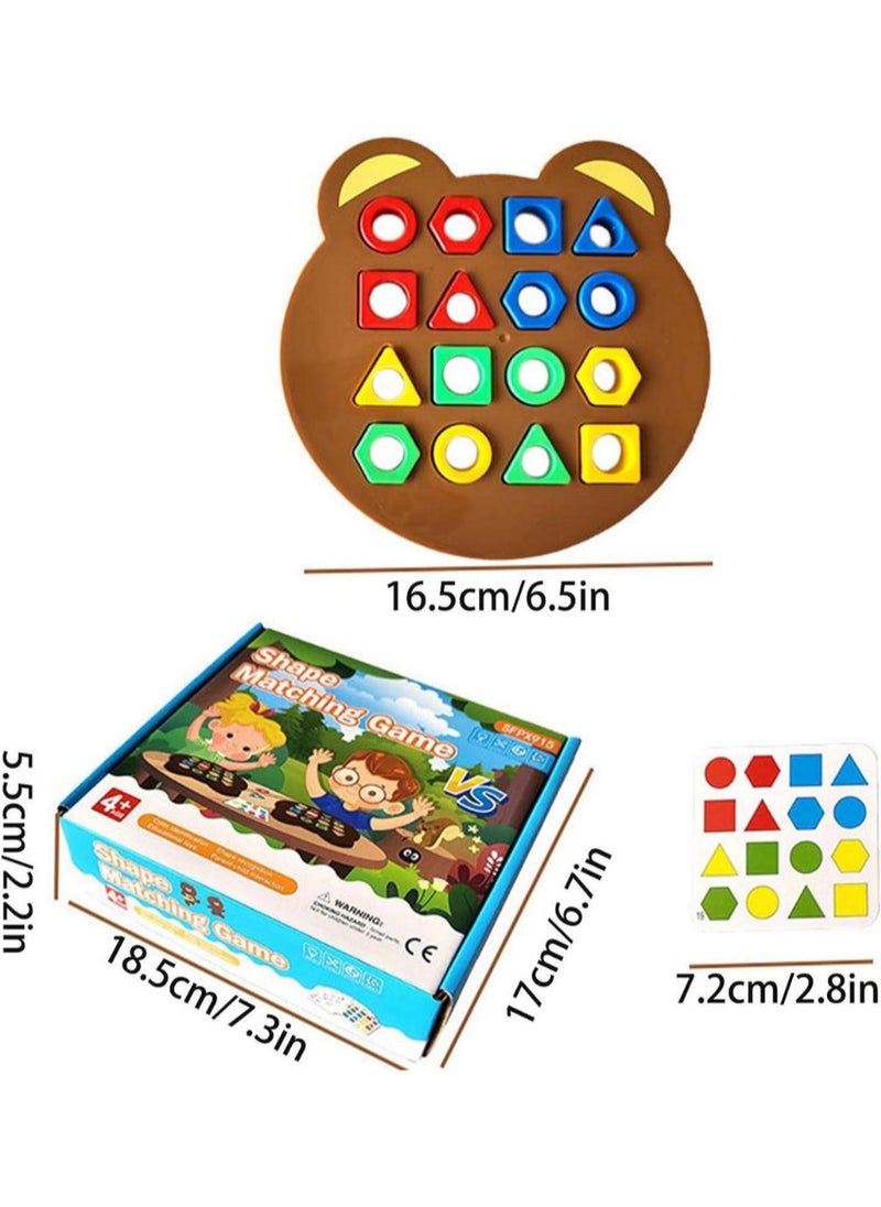 Geometric Shape Matching Game for Kids – Educational Color and Shape Sorting Toy with Bases, Cards and Bell – Brain Development and Fast Thinking Game for 2 Players – Ideal for Children 3 Years and Above