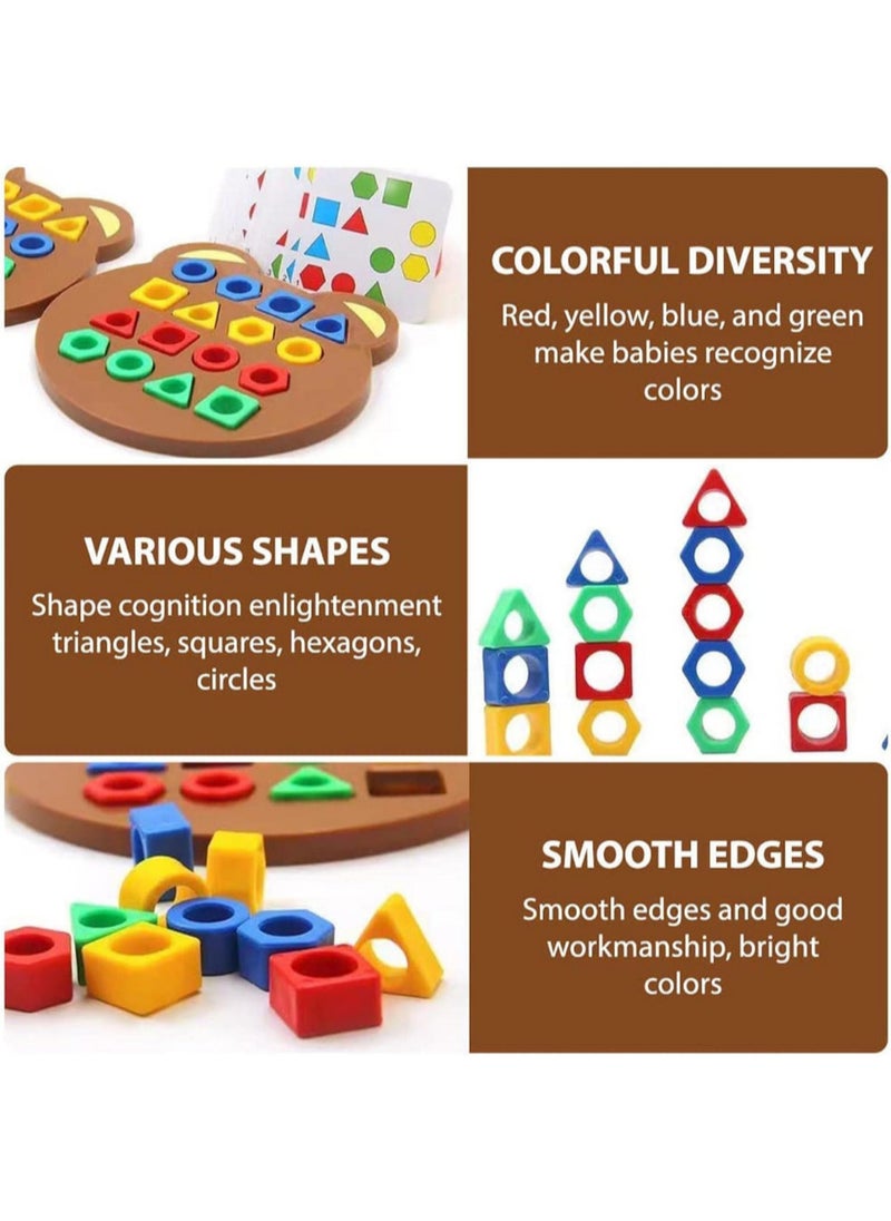 Geometric Shape Matching Game for Kids – Educational Color and Shape Sorting Toy with Bases, Cards and Bell – Brain Development and Fast Thinking Game for 2 Players – Ideal for Children 3 Years and Above