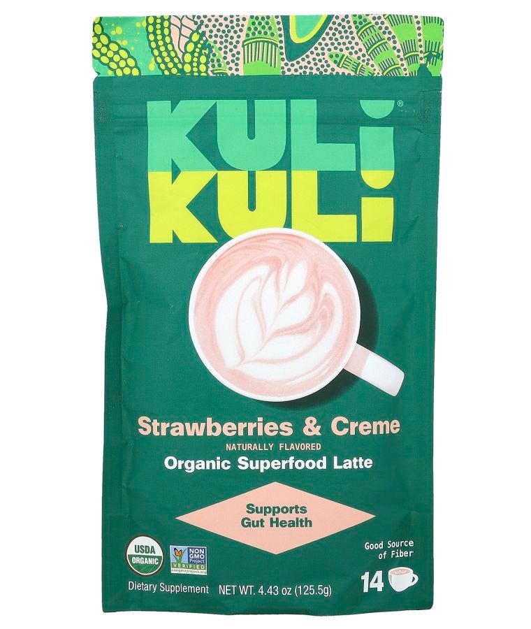 Kuli Kuli Organic Superfood Latte Strawberries & Creme 4.43 oz (125.5 g)