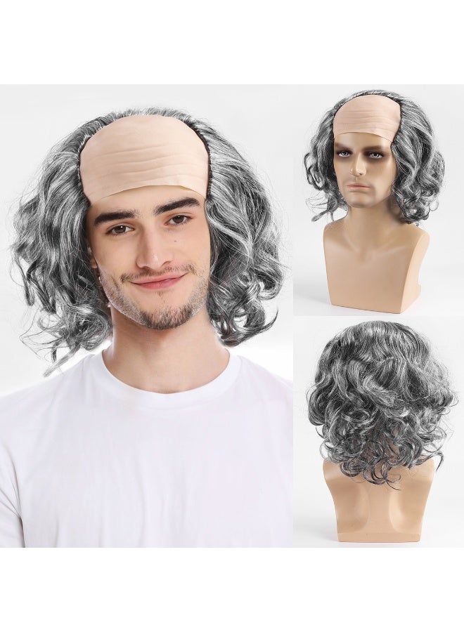 Loquat Crazy Scientist Grandpa Cosplay Performance Grandma Gray Short Hair Wig - Image 1
