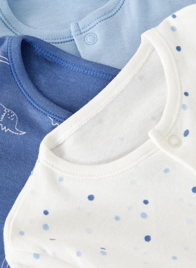 PRIMARK 3pk Long Sleeve Dinosaur Sleepsuits - Image 3