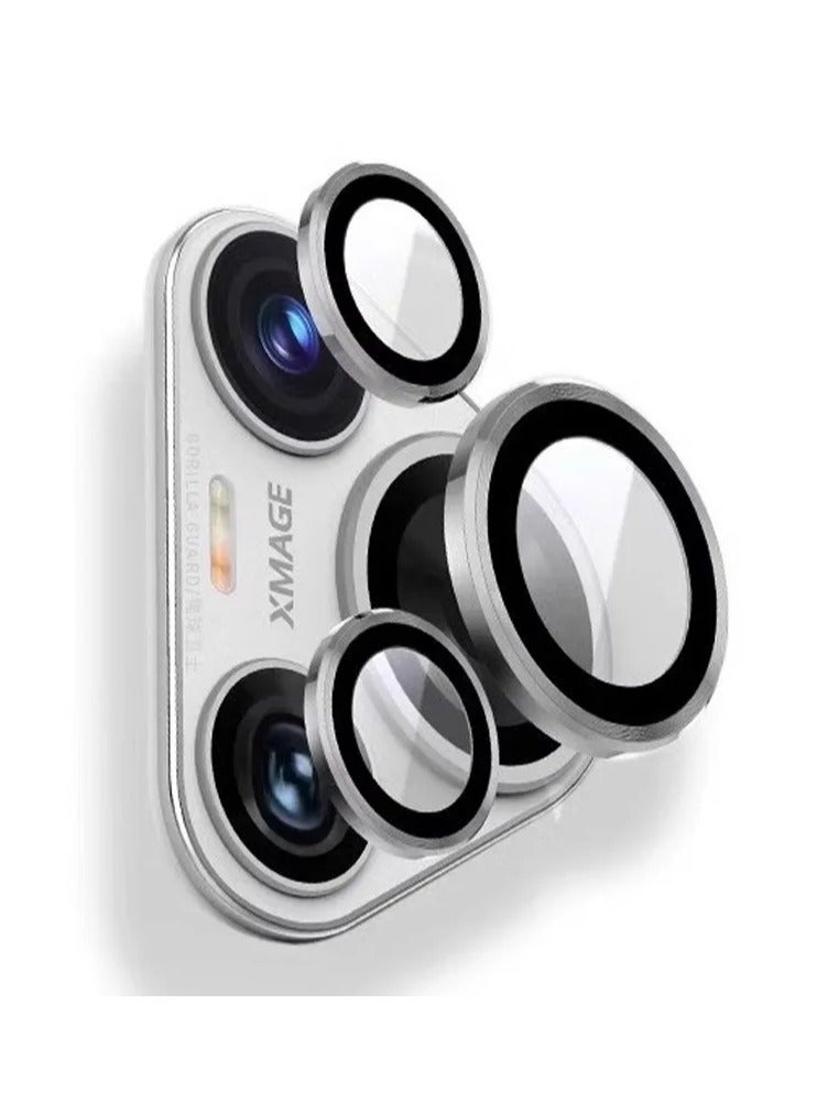 واقي عدسة الكاميرا لهاتف هواوي بيورا 70 برو، [درج تثبيت بخطوة واحدة] واقي شاشة من الزجاج المقوى مع غطاء كاميرا فردي معدني، ملحقات حافظة صديقة للبيئة (فضي) - Image 2