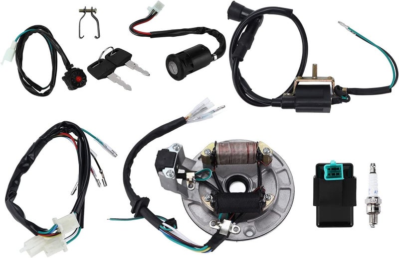 woobles Wire Harness, Ignition Coil CDI Spark Plug Wire Harness Magneto Stator Kit for 50cc ‑140cc Kick Start Dirt Pit Bike ATV - Image 1
