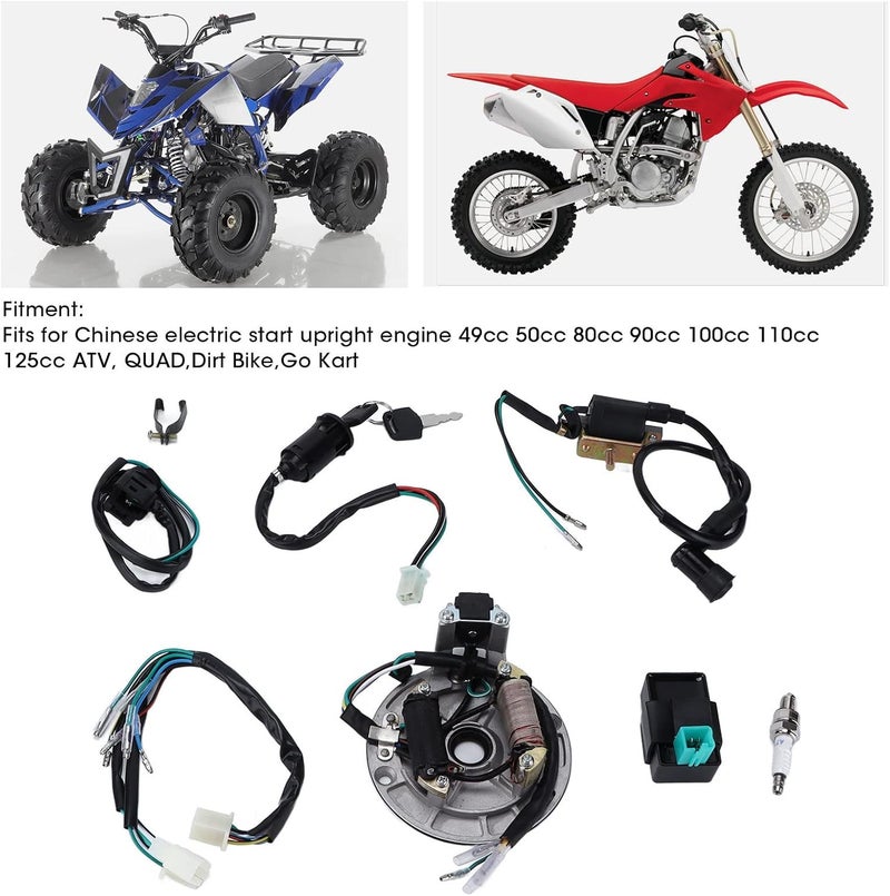 woobles Wire Harness, Ignition Coil CDI Spark Plug Wire Harness Magneto Stator Kit for 50cc ‑140cc Kick Start Dirt Pit Bike ATV - Image 2
