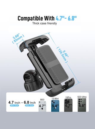 360 Degrees Rotation Bike Phone Holder, Electric Scooter Motorcycle Phone Mount, Bicycle Phone Holder, Handlebar Phone Mount, Bike Accessories, Black - view 5