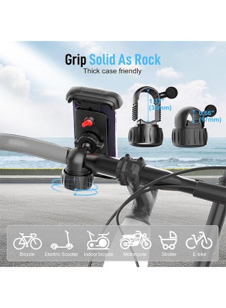 360 Degrees Rotation Bike Phone Holder, Electric Scooter Motorcycle Phone Mount, Bicycle Phone Holder, Handlebar Phone Mount, Bike Accessories, Black - view 4