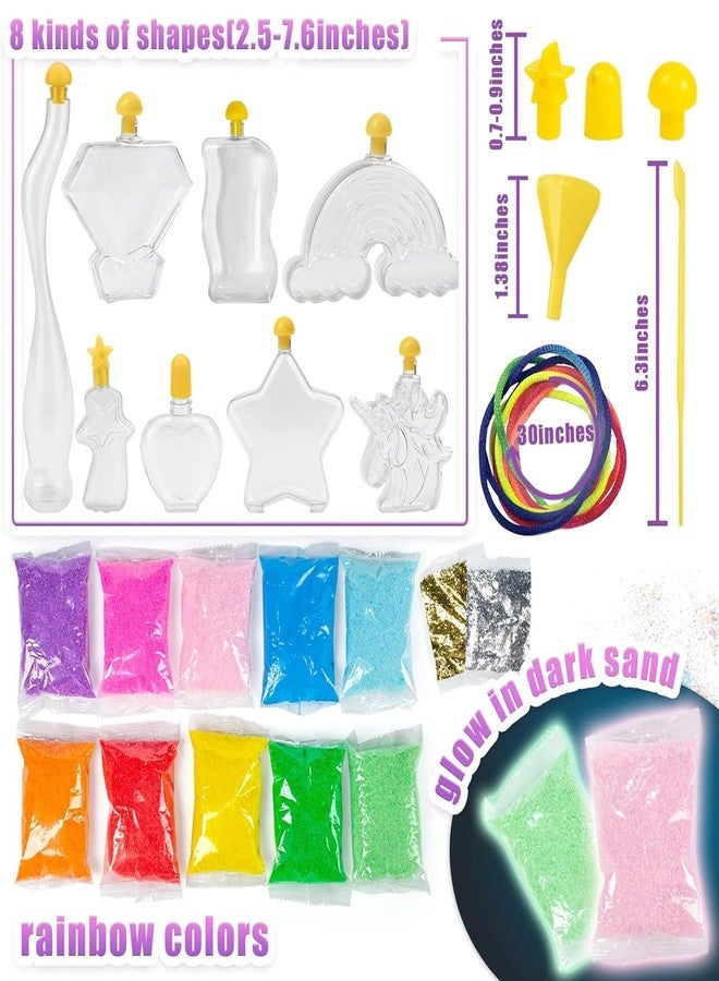 Shindel Sand Art Kits for Kids, 36 PCS Sand Painting for Crafts 8 Shapes of Bottles 10 Assorted Colored and 2 Glitter Sand Bags for Kids DIY Project - Image 2