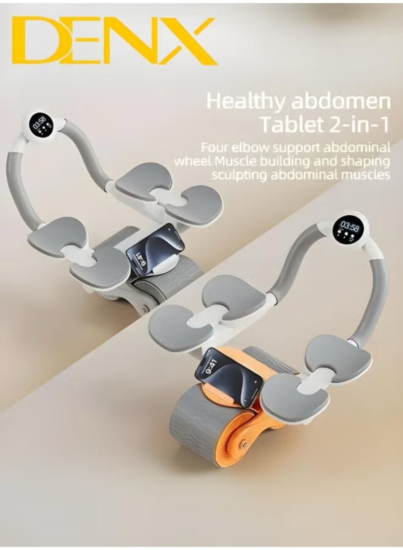 Denx Abdominal Rotating Wheel With Elbow And Knee Support And Phone Holder For Home Fitness, Multi-Colored - Image 2