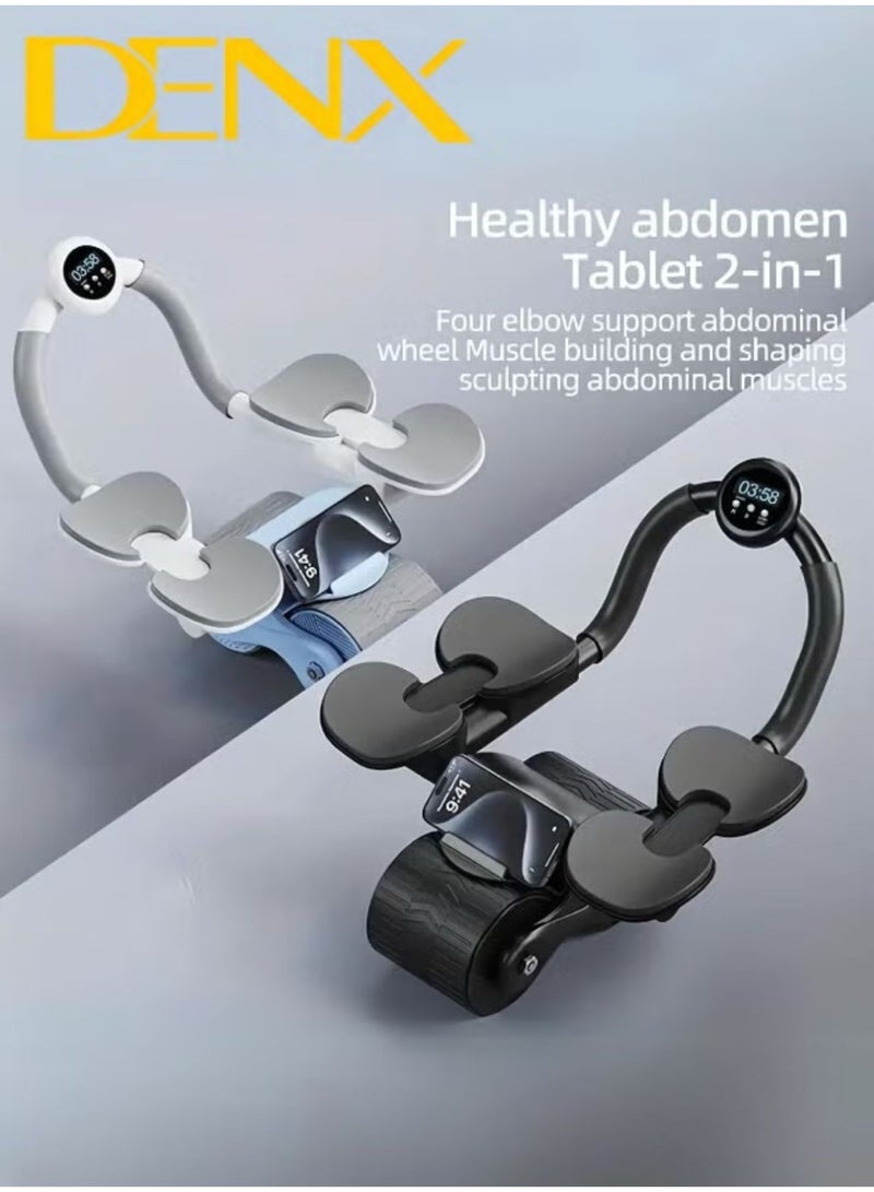 Denx Abdominal Rotating Wheel With Elbow And Knee Support And Phone Holder For Home Fitness, Multi-Colored - Image 3