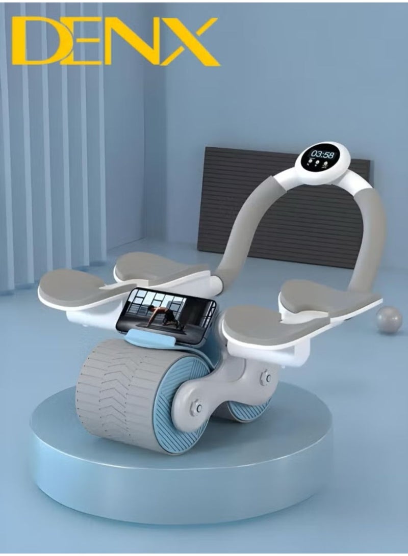 Denx Abdominal Rotating Wheel With Elbow And Knee Support And Phone Holder For Home Fitness, Multi-Colored - Image 1
