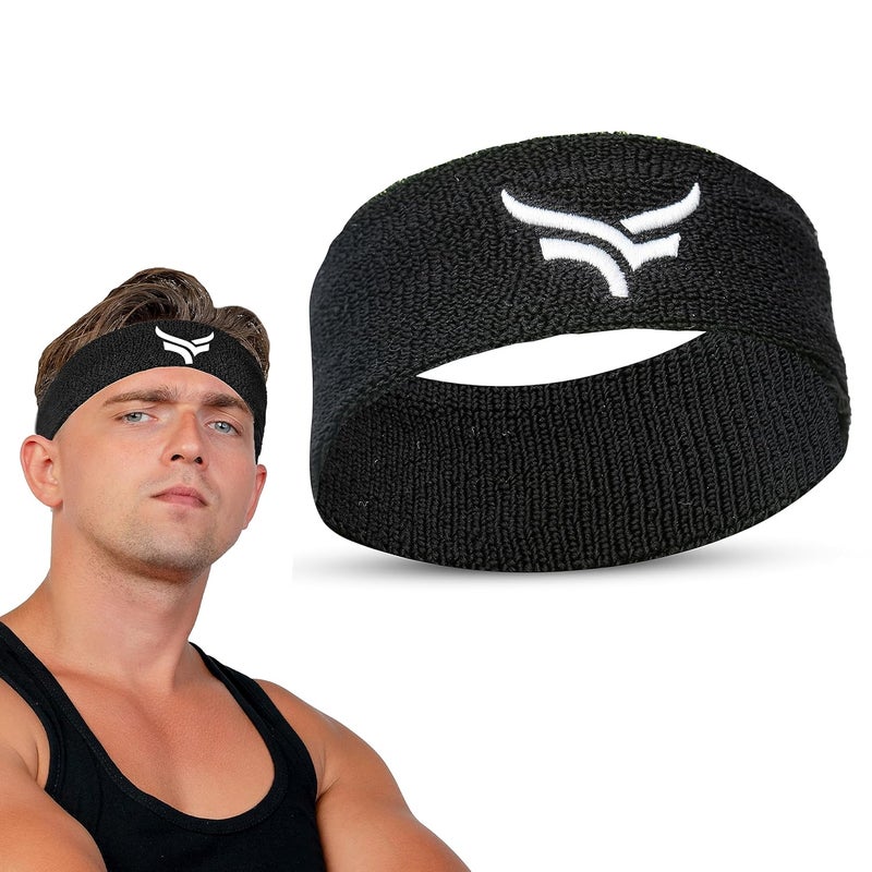 XTRIM Unisex Head Band, Head Band for Men, Head Band for Women, Hair Band, Moisture-Wicking, Comfortable Fit, Breathable Fabric, Highly Elastic (Black) - Image 1