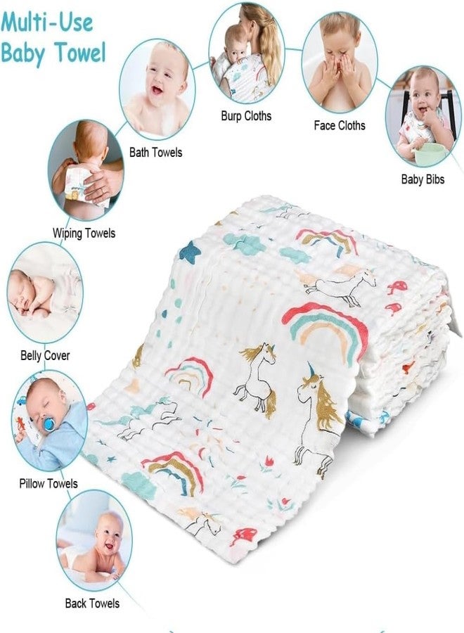 LUVINA Extra Soft Muslin Cotton Burping Towels for Newborn Baby, 6 Layers Muslin Cloth Hankies, Washcloth, Reusable Napkins for Baby Face Towels (6, 25 x 50cm (Multi Color)) - Image 4
