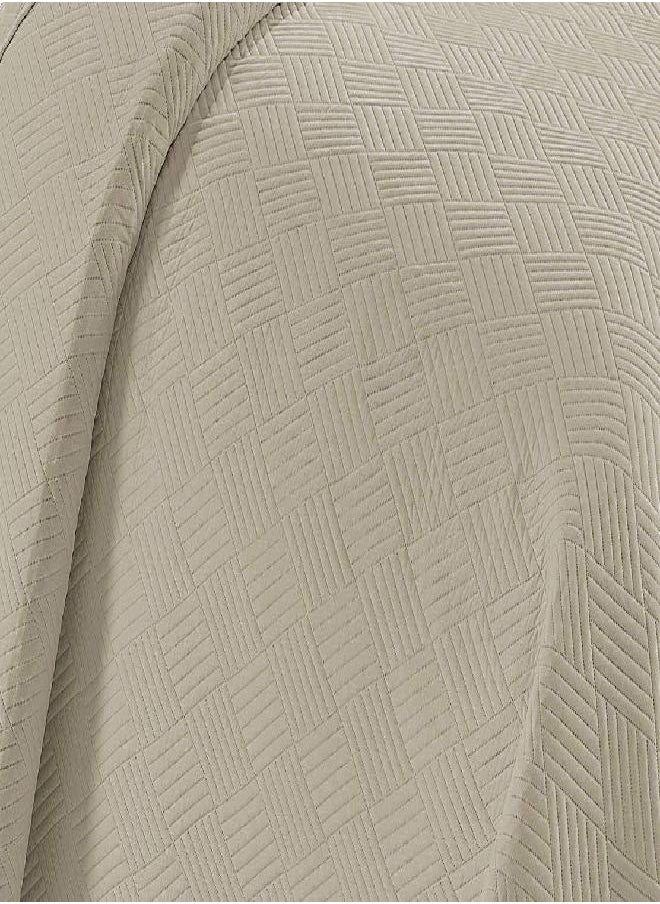 Linen Plus - Linen Plus Luxury Oversized Coverlet Embossed Bedspread Set Solid Beige King/California King Bed Cover New # Ashley - Image 1