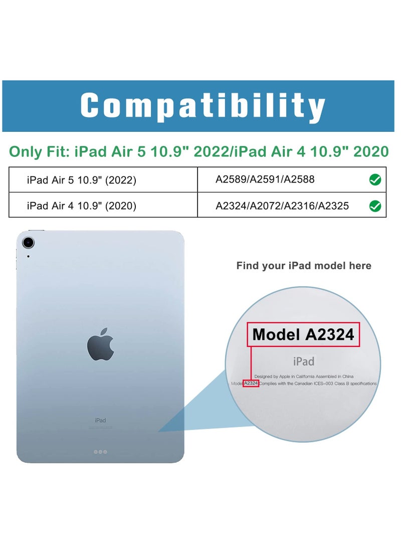 Procases Ipad Air 5 4 Case 10.9 Inch 2022 2020 With Pencil Holder Slim Protective Folio Stand Cover For Ipad Air 5Th 4Th Generation 10.9 Inch Black - Image 2