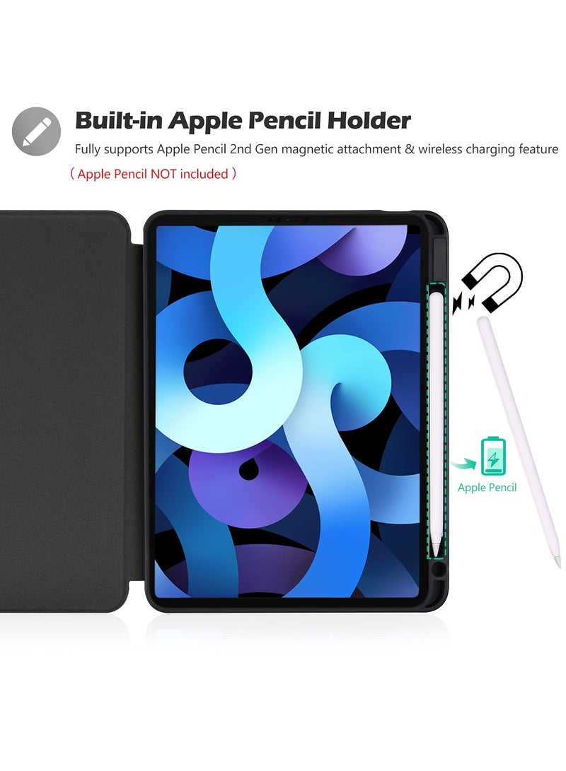 Procases Ipad Air 5 4 Case 10.9 Inch 2022 2020 With Pencil Holder Slim Protective Folio Stand Cover For Ipad Air 5Th 4Th Generation 10.9 Inch Black - Image 4