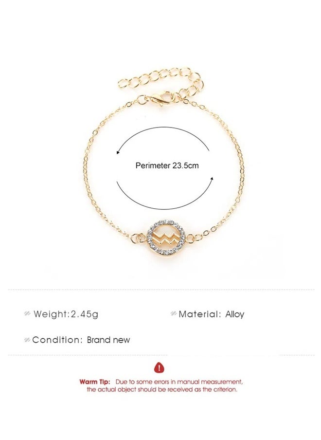 yongsheng Zodiac Charm Link Chain Bracelet for Women Men, Adjustable Zircon Bracelet Zodiac Sign Bracelet Birthday Gift（aquarius）  - Image 5
