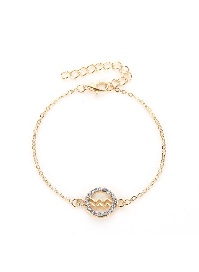 yongsheng Zodiac Charm Link Chain Bracelet for Women Men, Adjustable Zircon Bracelet Zodiac Sign Bracelet Birthday Gift（aquarius）  - Image 1