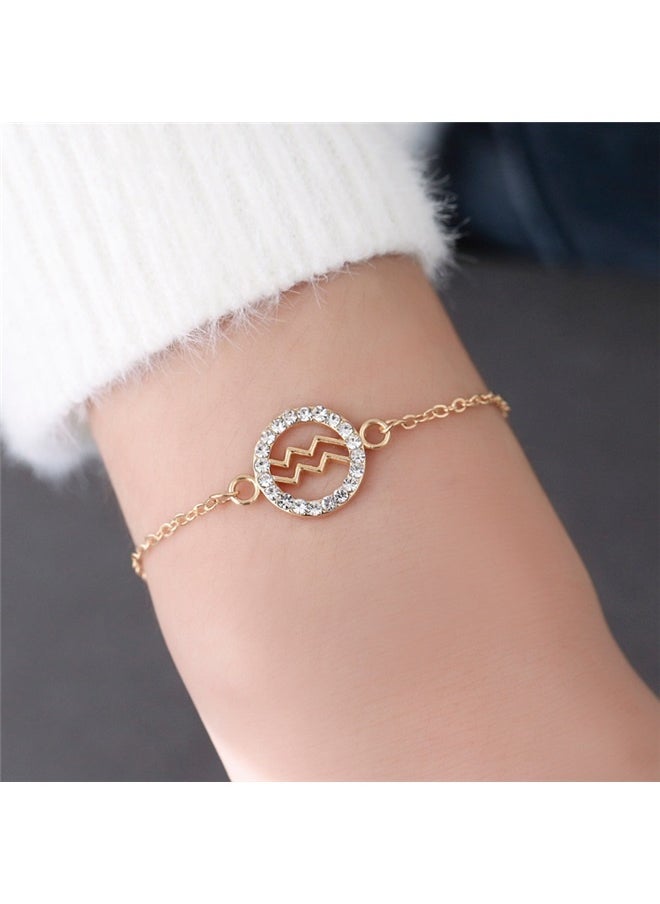 yongsheng Zodiac Charm Link Chain Bracelet for Women Men, Adjustable Zircon Bracelet Zodiac Sign Bracelet Birthday Gift（aquarius）  - Image 3
