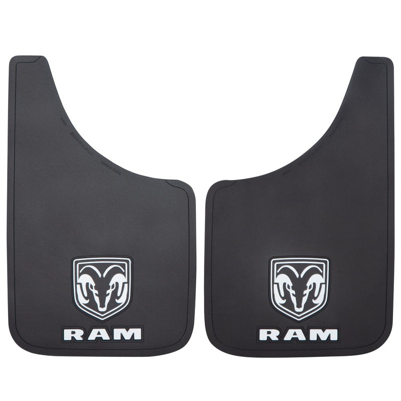 Plasticolor 000490R01 RAM White Logo Easy Fit 9x15 Mud Guard Left and Right Set
