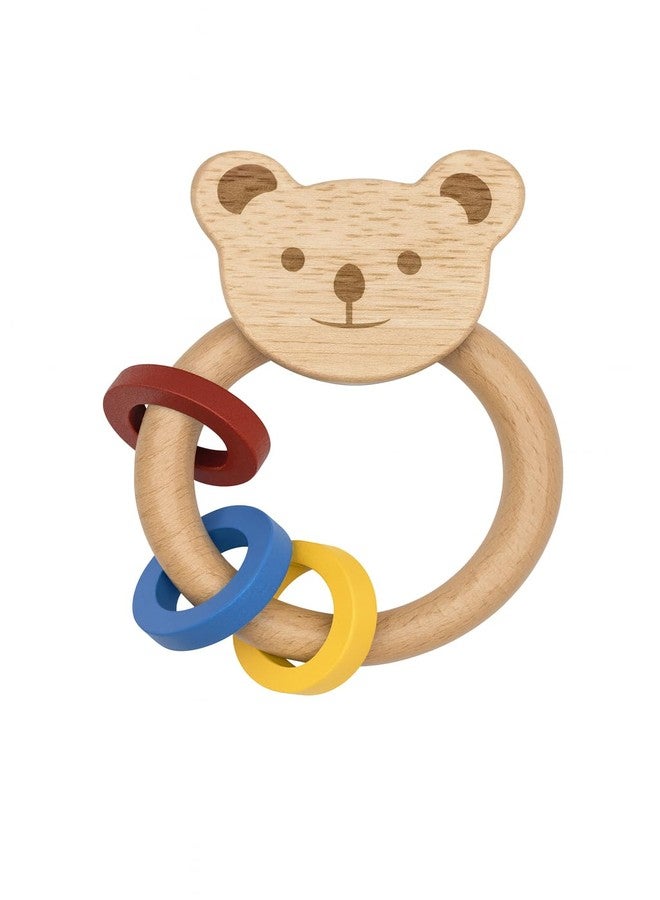 Pingo Play Premium Wooden Rattle for Babies | Montessori Newborn Toy with Bear Design & Colorful Rings | Safe & Non-Toxic Wooden Infant Rattle for Sensory Development (0-18 Months) - Image 1