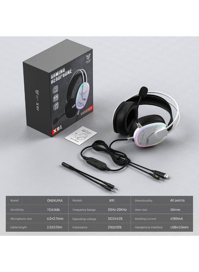 Onikuma X91 RGB Gaming Headset – Clear Microphone & Dynamic Lights - Image 4