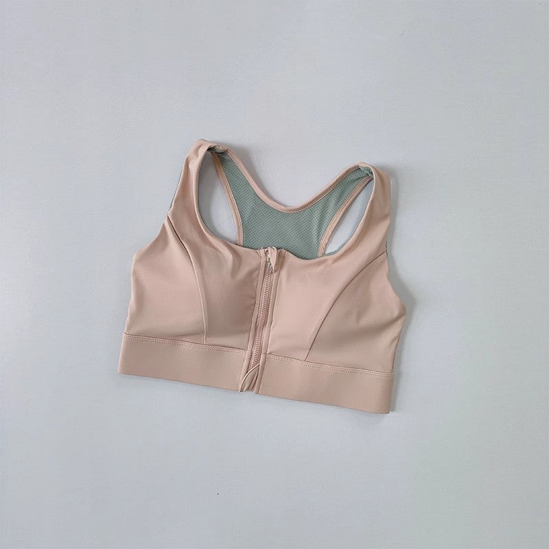 Front Zipper Sports Underwear Women'S Shockproof High Strength Fixed Cup Fitness Training Vest Beautiful Back Fitness Yoga Bra - Image 1