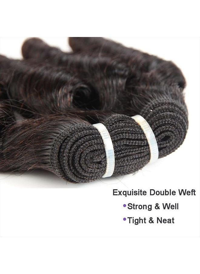 Molefi Brazilian Funmi Hair Curly Wave 4 Bundles Human Hair Black Hair Extensions Short Curly Weave Spiral Curl 8 inch Bundles 50g/pc #1B (8 8 8 8 Inch)  - Image 5