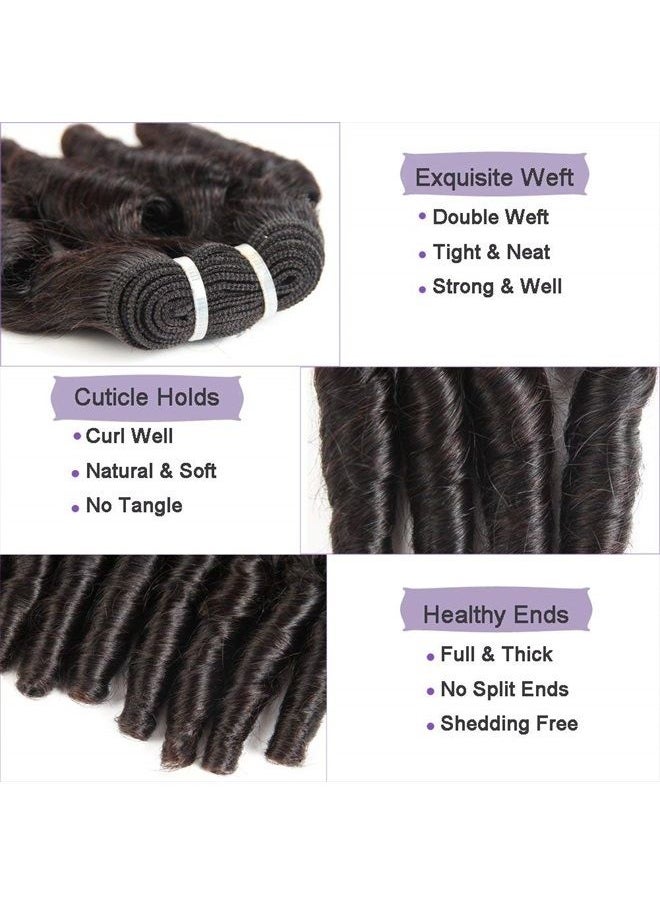 Molefi Brazilian Funmi Hair Curly Wave 4 Bundles Human Hair Black Hair Extensions Short Curly Weave Spiral Curl 8 inch Bundles 50g/pc #1B (8 8 8 8 Inch)  - Image 4