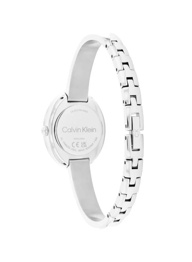 CALVIN KLEIN Calvin Klein Two Hand Quartz Movement Watch for Women TWISTED BEZEL Collection with Silver Stainless Steel Bangle Bracelet - 25100055
