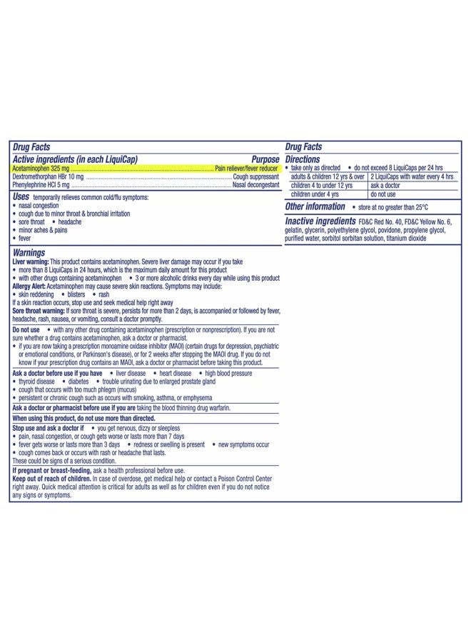 Vicks DayQuil Cold & Flu Medicine, Non-Drowsy Powerful Multi-Symptom Daytime Relief for Headache, Fever, Sore Throat, Minor Aches and Pains, Nasal Congestion, Sinus Pressure and Cough, 48 Liquicaps - Image 2