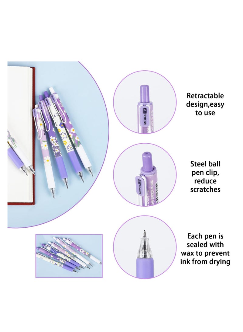 SYOSI Retractable Gel Ink Pens, 6 Pcs 0.5mm Black Gel Ink Ballpoint Pen, Writing Pens, Pastel Gel Pens, Aesthetic Ballpoint Pens, Retractable Pastel Rollerball Pens, for School Office Gift Supplies - Image 3