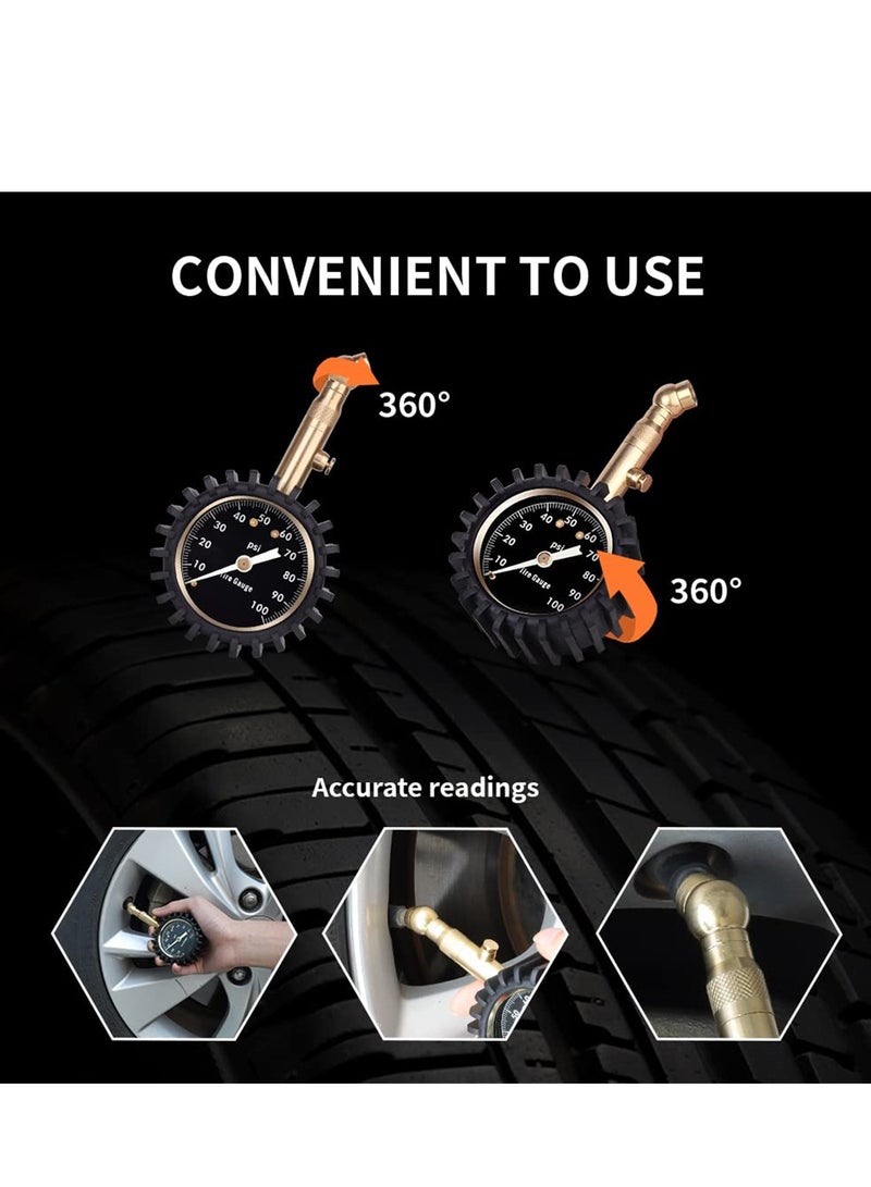 Professional Glow in The Dark Tire Pressure Gauge, ANSI Certified Heavy Duty Air Pressure Gauge 0-100 PSI for Cars, Trucks, RVs, Bicycles, and Motorcycles - Image 3