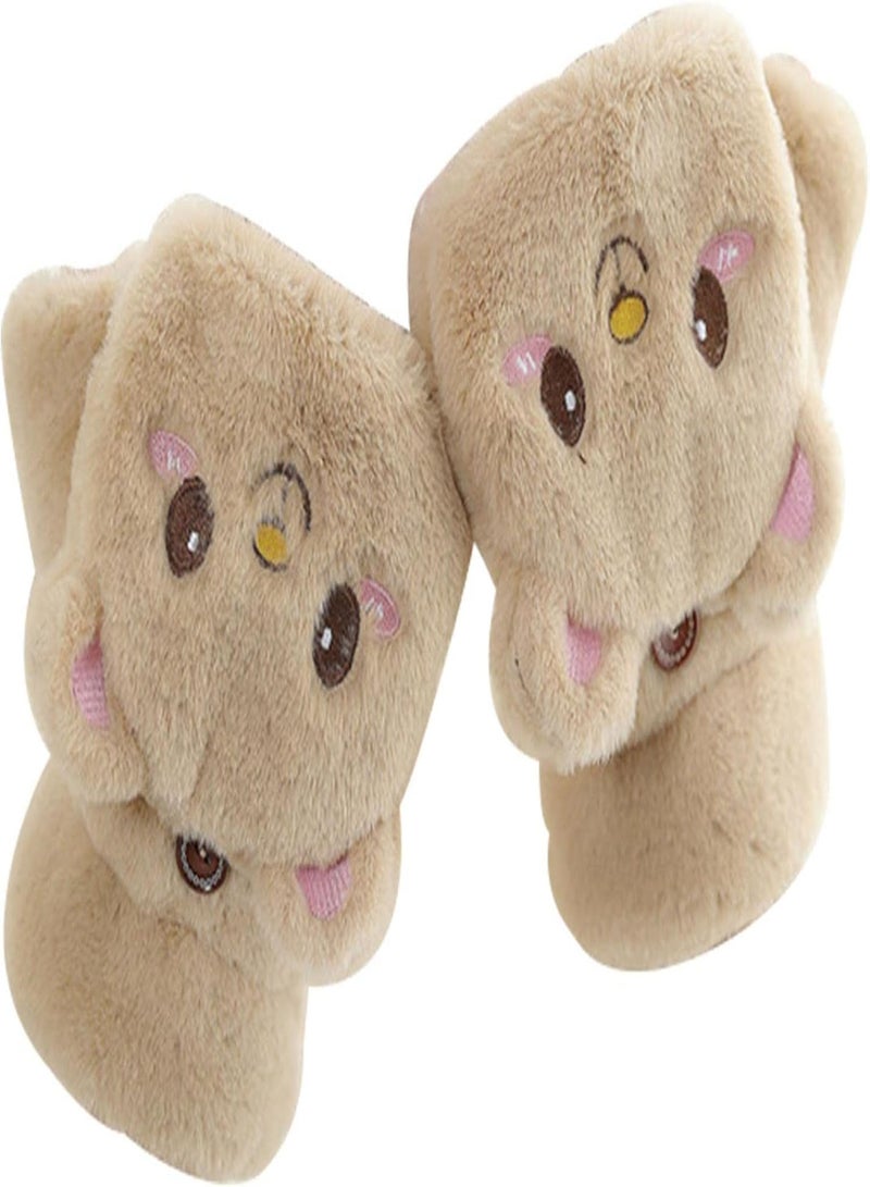 GGOOT Convertible Mittens Women,Women Winter Gloves | Warm Soft Plush Convertible Mittens, Cartoon Bear Convertible Flip Top Gloves For Winter  - Image 1