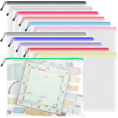 Umriox Zipper Pouch, 16.9x12.4 in (12 Colors, 12 Packs), Extra Large Zipper Bags, Waterproof Bags for Office Supplies, Puzzles, Board Game Storage & Cross Stitch Projects - Image 1