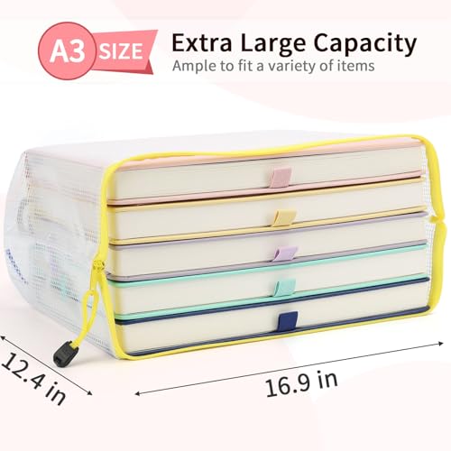 Umriox Zipper Pouch, 16.9x12.4 in (12 Colors, 12 Packs), Extra Large Zipper Bags, Waterproof Bags for Office Supplies, Puzzles, Board Game Storage & Cross Stitch Projects - Image 2