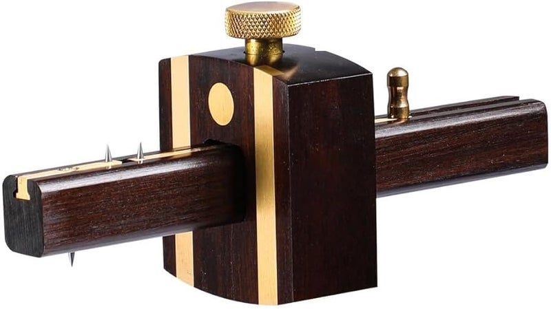 6.4 Inch Woodworking Mortise Gauge Adjustable Marking Tool with Brass Slider for Single and Double Lines - Image 2