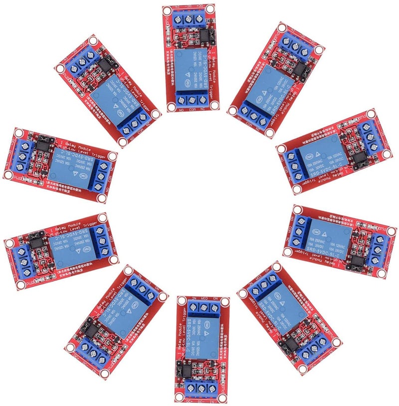 Valefod DC 5V Relay Module 1-Channel Relay Switch with Optocoupler Isolation High/Low Level Trigger, Pack of 10 - Image 1