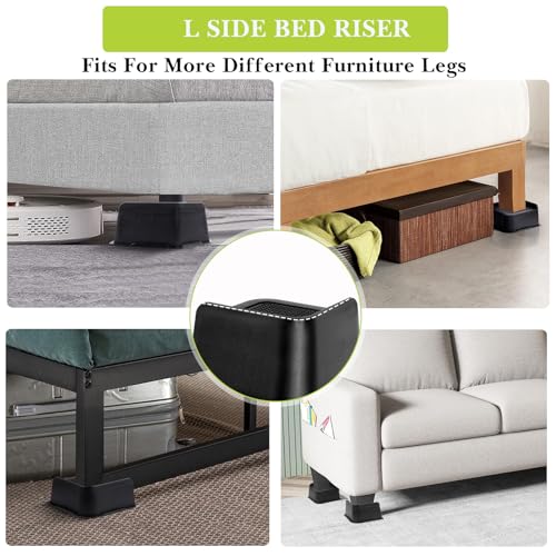 Yookwutar Bed Risers 2 inch, 3 inch, 4 inch, 6 inch, 8 inch Heavy Duty, Oversized Furniture Riser for Couch Sofa Table Chair Leg Frame Dorm, Support up to 6000 Lbs (Black 4 Pack, 2 inch) - Image 3