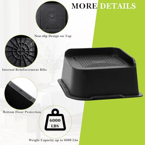 Yookwutar Bed Risers 2 inch, 3 inch, 4 inch, 6 inch, 8 inch Heavy Duty, Oversized Furniture Riser for Couch Sofa Table Chair Leg Frame Dorm, Support up to 6000 Lbs (Black 4 Pack, 2 inch) - Image 5