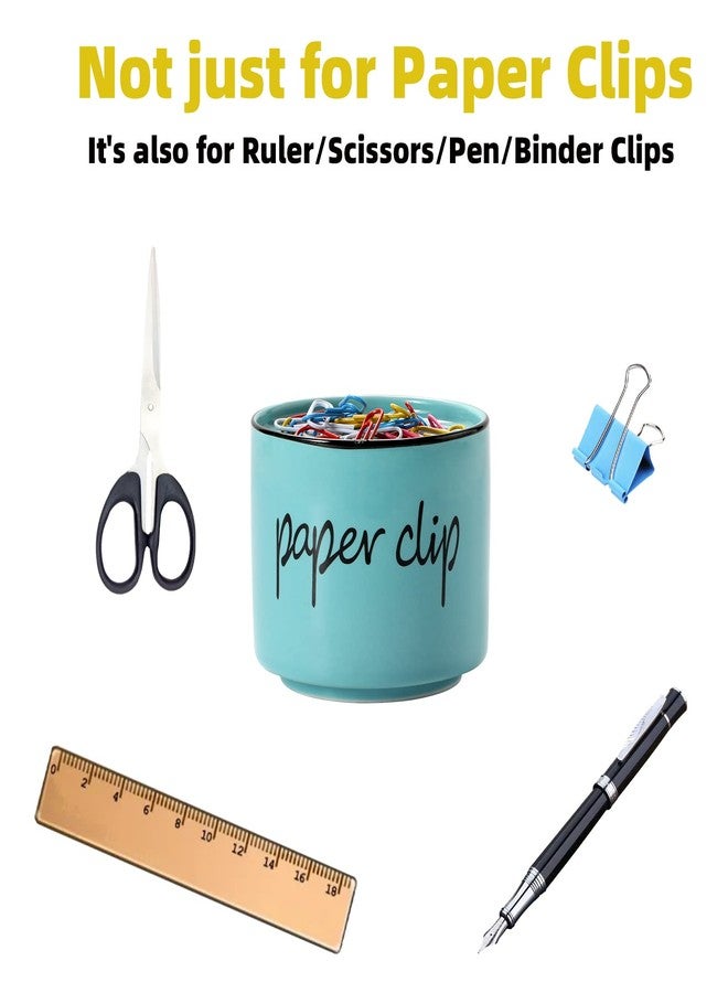 ONTUBE Farmhouse Paper Clip Holders,Ceramic Binder Clip Dispenser Organizer for Desk ,Cute Office Push Pins Holder (Turquoise) - Image 3