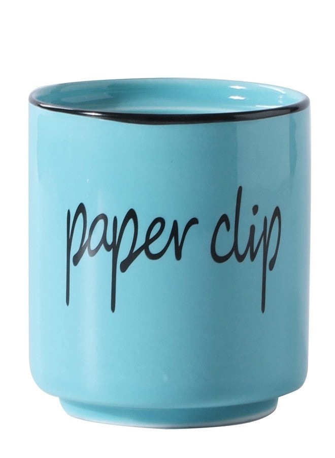 ONTUBE Farmhouse Paper Clip Holders,Ceramic Binder Clip Dispenser Organizer for Desk ,Cute Office Push Pins Holder (Turquoise) - Image 1