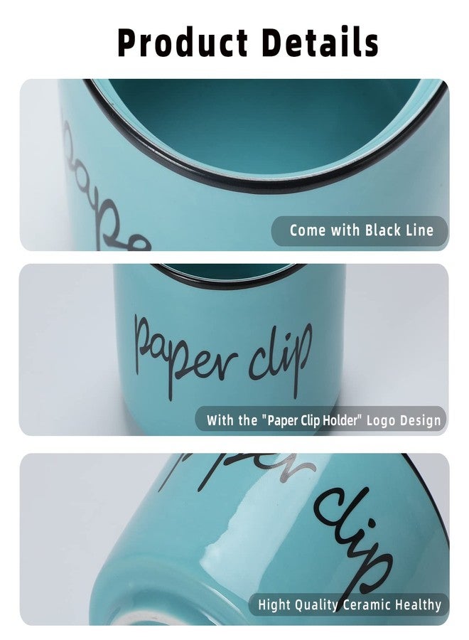 ONTUBE Farmhouse Paper Clip Holders,Ceramic Binder Clip Dispenser Organizer for Desk ,Cute Office Push Pins Holder (Turquoise) - Image 5