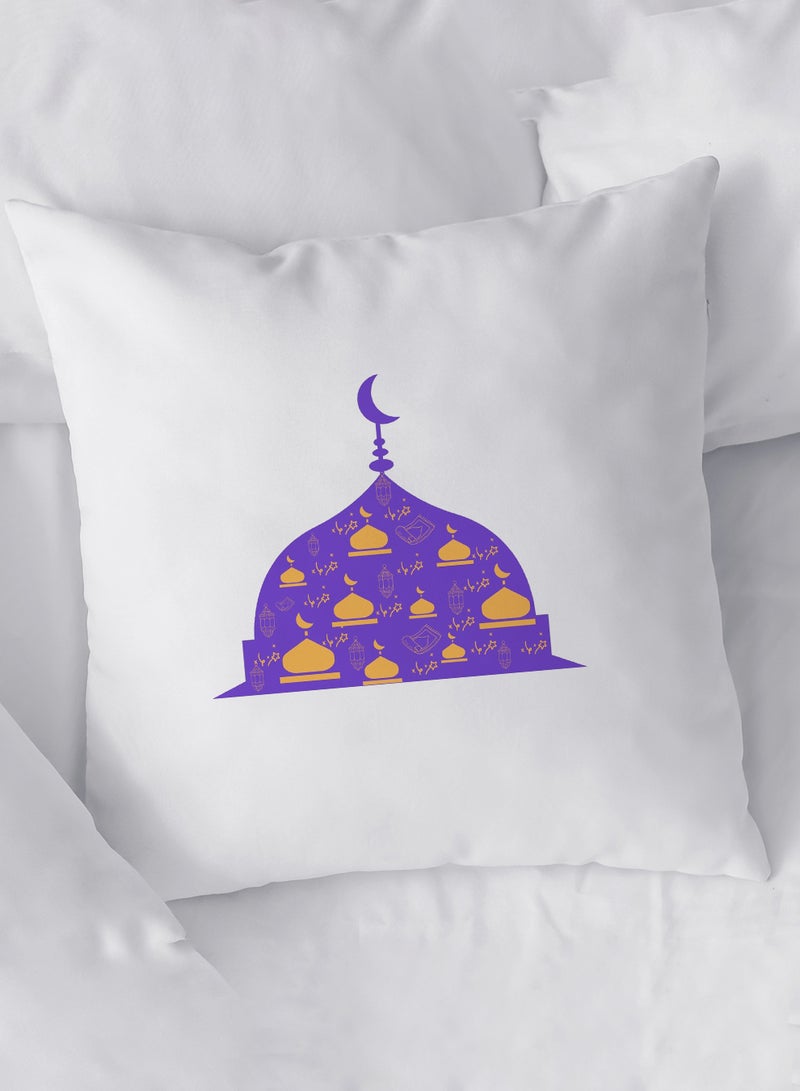 لوحة غطاء وسادة من البوليستر بتصميم قبة إسلامية مع هلال رمضان - Image 1