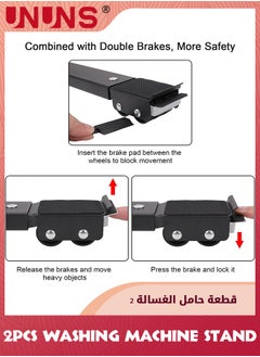 UNUNS Washing Machine Stand,2 Pack Extendable Appliance Rollers Refrigerator Heavy Duty,Washing Machine Stand Wheels Fridge Appliance Dolly Movers Mobile Washer And Dryer Moving Base,Black  - Image 4