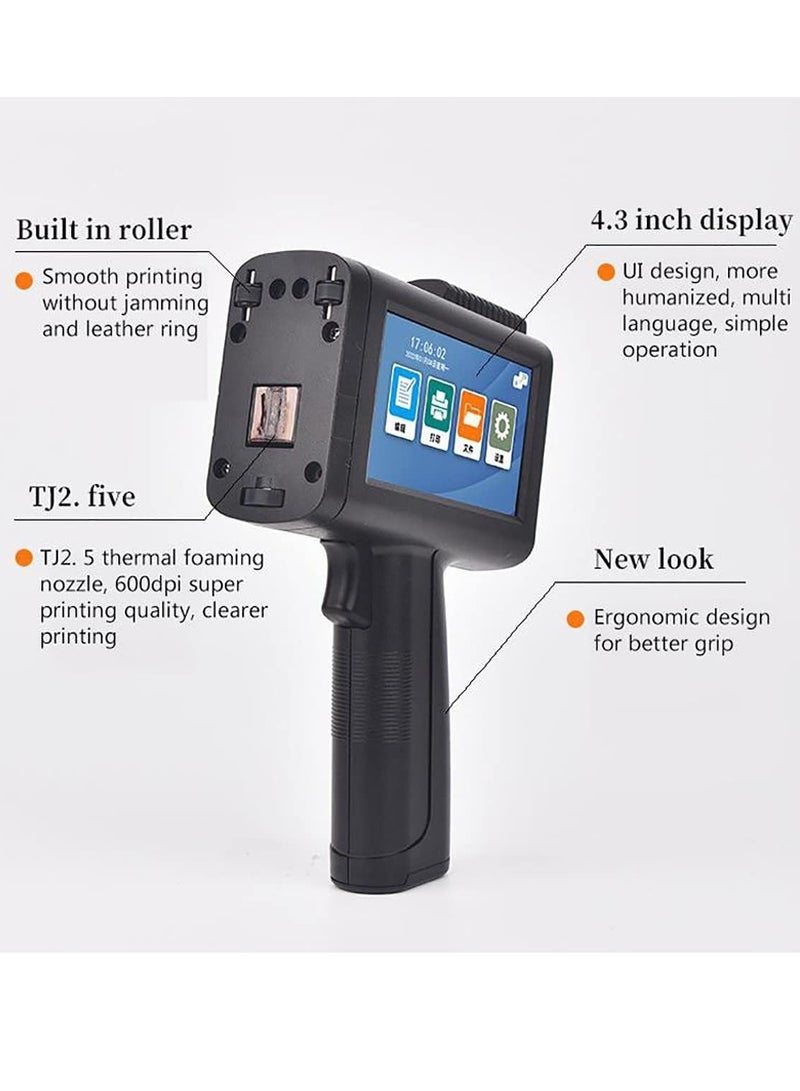 M10 Handheld Small Inkjet Printer with 4.3 Inch New Ui Design Touch Screen Quick Drying Inkjet Coding Machine Date Batch Number Qr Code Coding Machine, 600dpi Ultra-clear Printing, Multi-lingua - Image 4