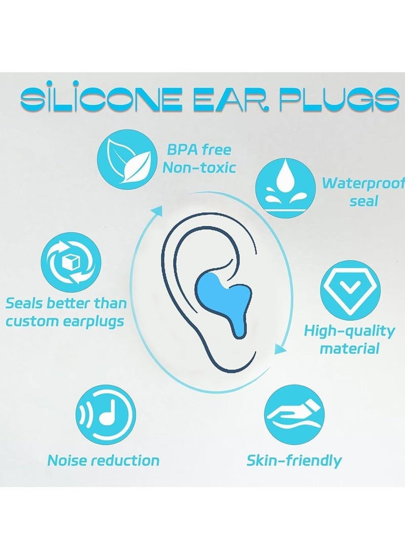 MUMO 16 Pieces Reusable Waterproof And Soundproof Silicone Earplugs, Suitable For Sleep, Study, Swimming, Airplane, And Concert Protective Covers, - Image 4