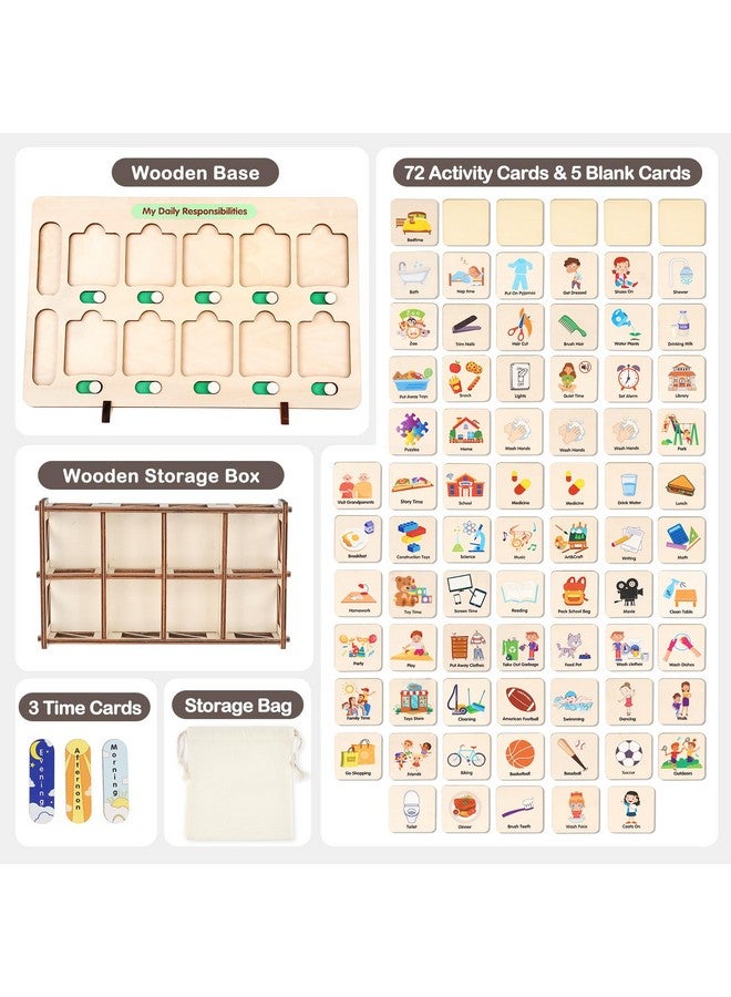 Dreamon Wooden Visual Schedule for Kids Chore Chart, Morning Bedtime Routine Charts for Kids Toddlers, autism learning materials&Daily Schedule Board for home - Image 4