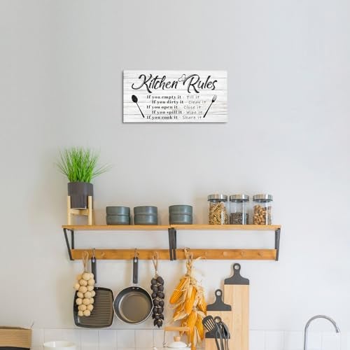 Pinetree Art Kitchen Rules Wall Decor Funny Inspirational Quote Canvas Print Art Modern Rustic Farmhouse Kitchen Decorative (8X16 Inch, W) - Image 5