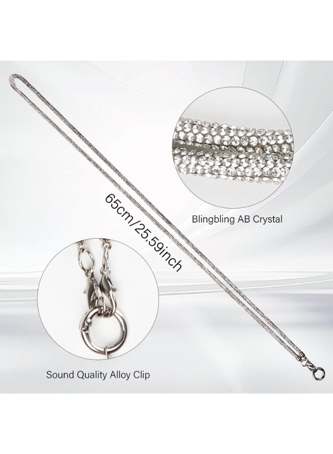 Phone Crossbody Lanyard, Crystal Phone Lanyard with Full Rhinestone Bling Glitter, Bling Phone Strap for Most Phone, iPad, Handbag,Wallet, Phone Neck Holder for Women (Silver)  - Image 5