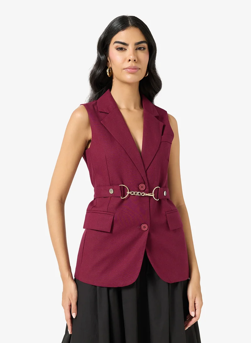 Sleevless Belted Vest